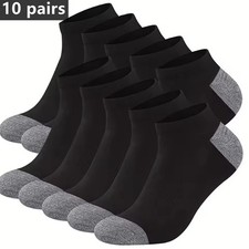 Men’s Cotton Ankle Socks Breathable Low Cut Trainer Socks Black Grey – 5/10...