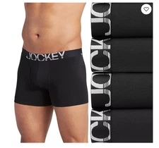 Men's Jockey 4-Pack Everyday Active Stretch Boxer (Black) Underwear - 4" Inseam