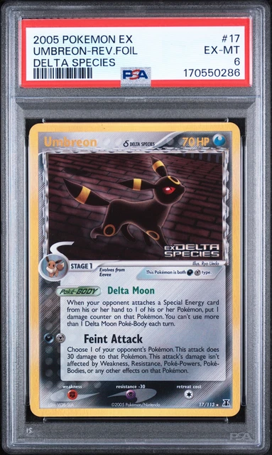2005 POKEMON EX DELTA SPECIES #17 UMBREON-REVERSE FOIL PSA 6