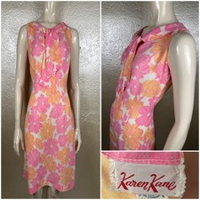 Vintage 1960's KAREN KANE Pink Orange Pastel Dress Neck Tie MOD GoGo