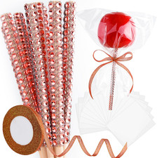 24 Pack Glitter Bling Candy Apple Sticks and Bags, Toffee Caramel Chocolate Kit