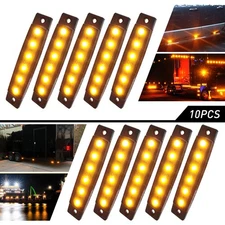 10pcs Truck Trailer Clearance Lights Amber LED Side Marker Light 3.8" Waterproof
