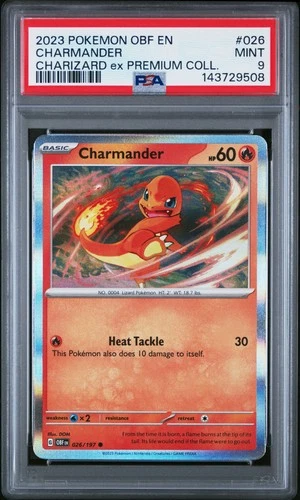 2023 POKEMON OBF EN-OBSIDIAN FLAMES CHARIZARD EX PREM COLL #026 CHARMANDER PSA 9