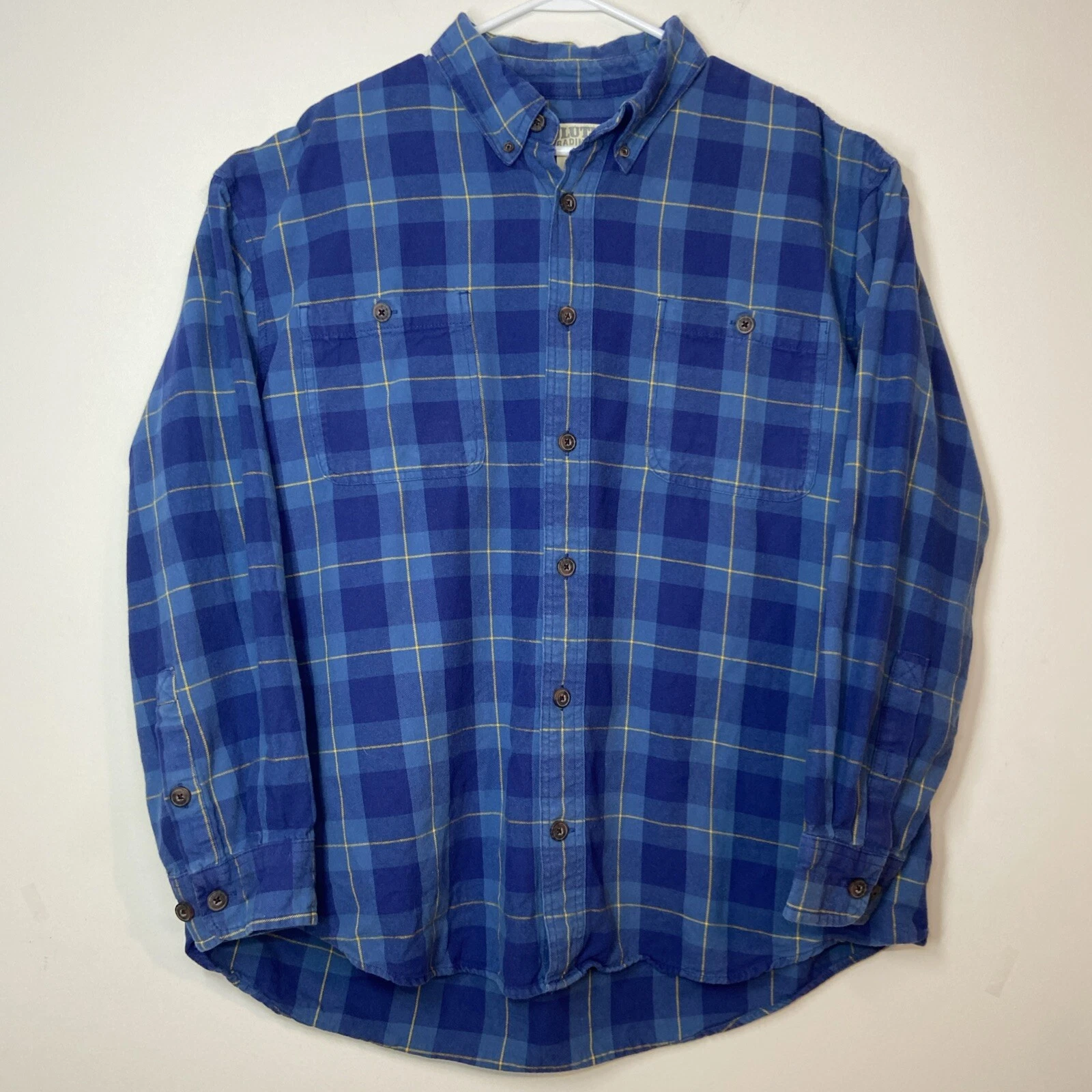 Duluth Free Swingin Flannel Button Down Shirt Mens XL Blue Plaid Outdoor Cotton