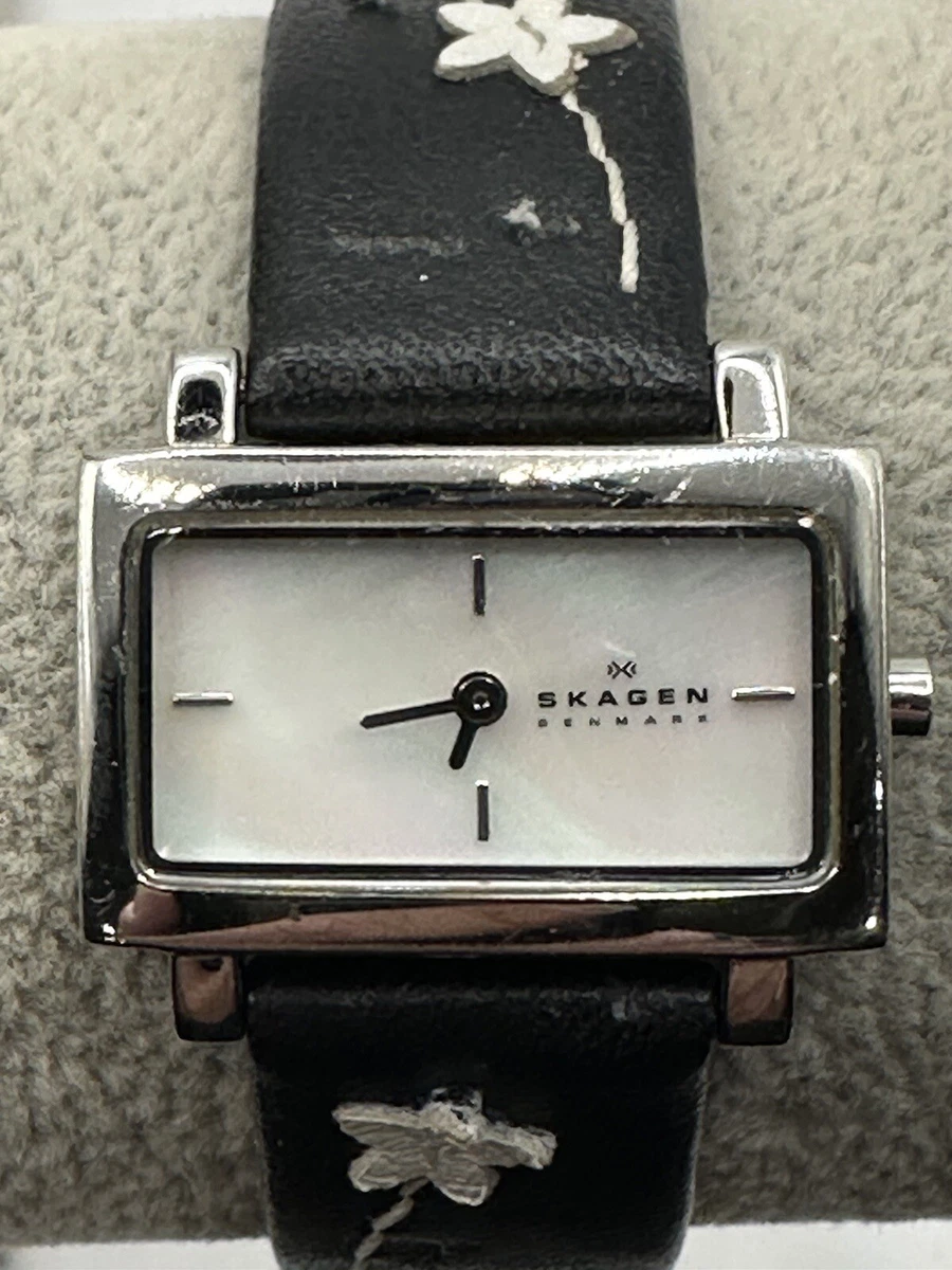 Skagen Women's Leather Band Floral MOP 27MM 7