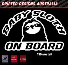 baby Sloth On Board - baby on Board White Funny Decal