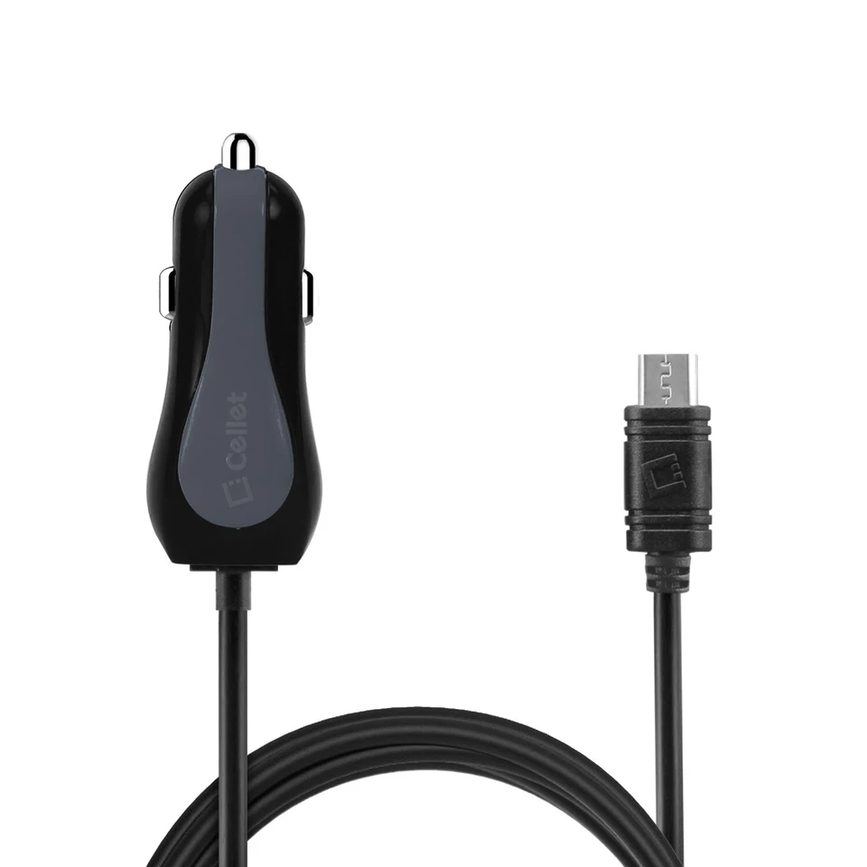 Cargador de coche USB doble rápido de 2,4 amperios con cable micro USB para teléfono Android Foto 3 de 4