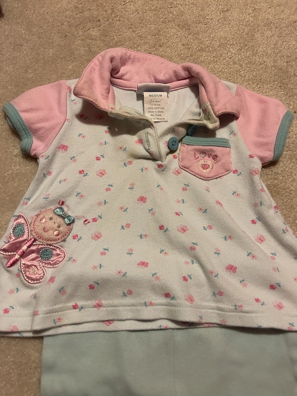 Infant girl outfit light blue & pink by Bonbebe size 3-6 months PLAY CONDITION