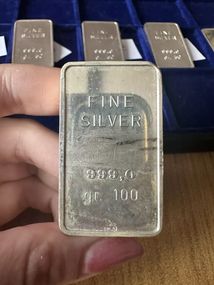 FINE SILVER INGOT 100 gr SILVER UP TO 999 R