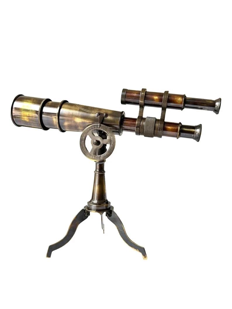 Telescopio Pirata De Latón – Diseño Antiguo – 17 Pulgadas – 445g – Decoración Y Observación – Regalo Coleccionista