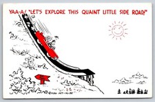 Yaaa Lets Explore This Quaint Little Side Road Postcard Comic Humorous Ski Slope