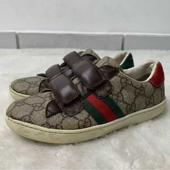 Chaussures Baskets Gucci GG Enfant Marron Guccisima Tan Supreme Ace Taille 31