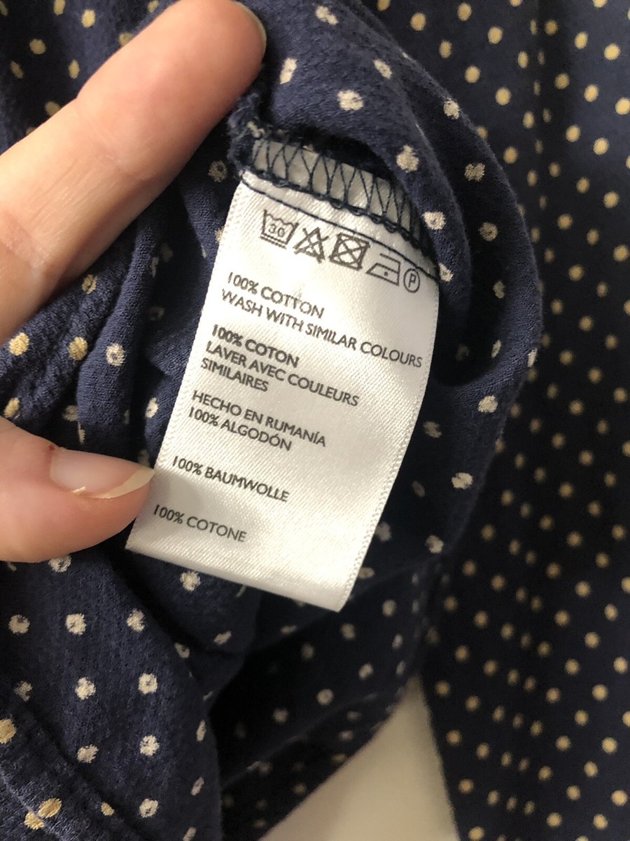 Chemisier Cooperative - Taille S, Col à Pois Boutonné, Manches Longues, Rayon, Bleu, Occasion Très Bon état