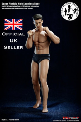 1/12 Scale Seamless Male Body TM01A Athletic Figure Body w Head Hands Feet UK 