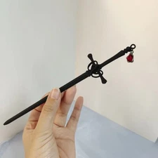 Chinese Hairpin Sword Shape Hair Stick Ruby Pendant Vintage Chopstick Headdress