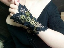 Lolita Gothic Gear Lace Wrist Cuff Steampunk Bracelet Victorian Bangles Vintage