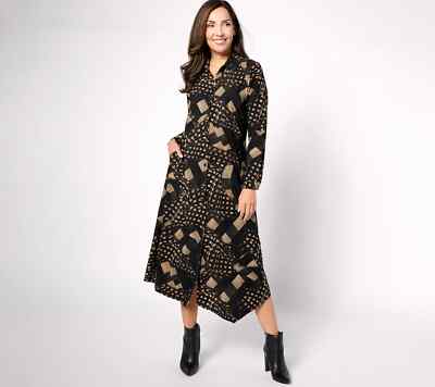 Attitudes by Renee Reg. Como Jersey Plaid Button Front Midi Dress, Large  A623429 | eBay