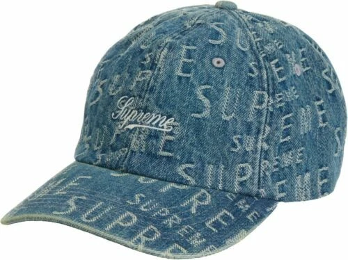 Casquette 6 panneaux denim logo boîte bleue logo dope logos jacquard suprême 2021