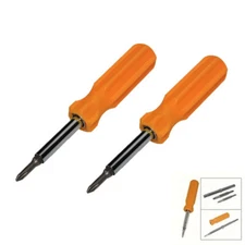 2 Pack 6 in 1 Security Screwdriver Nut Driver Flat Head & Phillips 1/4 5/16 #2