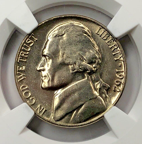 1962 Jefferson Nickel NGC MS66 looks: Full Steps- BU- Business Strike