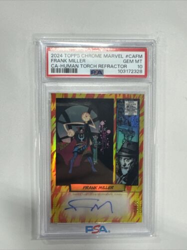 2024 Topps Chrome Marvel Frank Miller #CA-FM Comic Auto Human Torch /39 PSA 10
