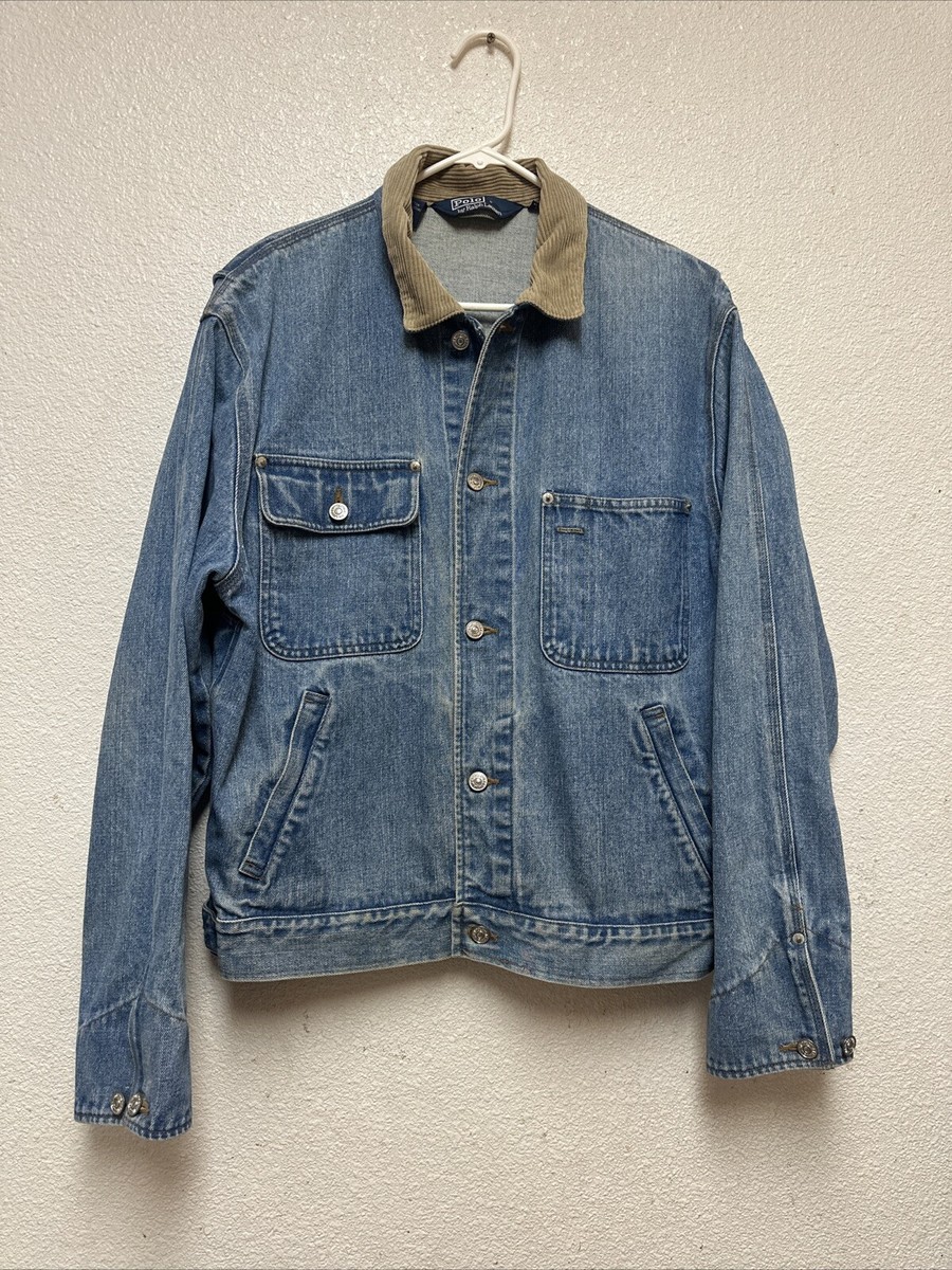 Polo Ralph Lauren Men's American Flag Blue Denim Corduroy Collar