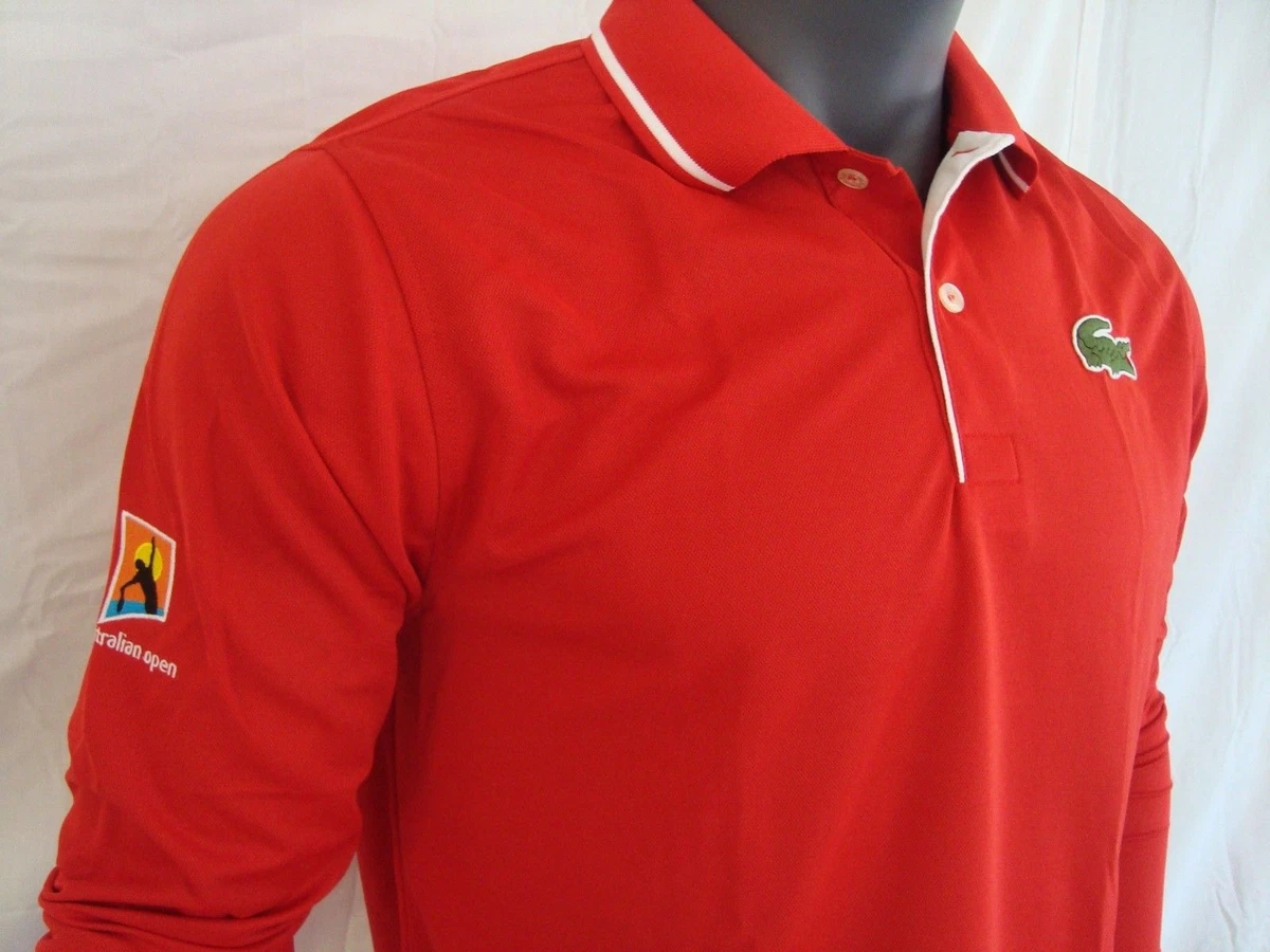 barrikade Se igennem Comorama RARE Lacoste Vintage Red AUSTRALIAN OPEN Men&#039;s Long Sleeve Jersey Polo  Shirt NWT | eBay