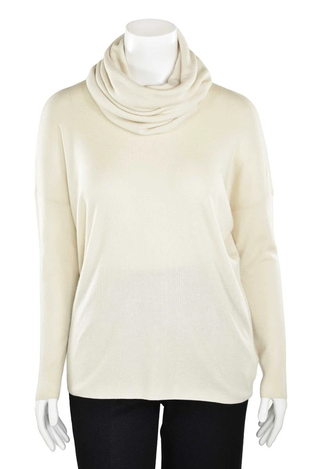 Suéter Ralph Lauren Etiqueta Negra Marfil Convertible Seda Cachemira Cuello Alto Talla M Foto 2 de 4