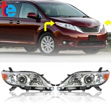 For Toyota Sienna 2011-2014-2017-2020 Pair Headlights Halogen Headlamps Chrome