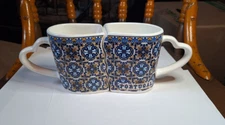 Portugal Azulejo Interlocking Mugs w/Heart Handles by Gift Souvenirs Portugal
