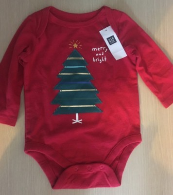 Brandneu mit Etikett neu Baby Gap rot Weihnachten Strampler 3-6 m 12-17 Pfund - Merry & Bright Weihnachtsbaum