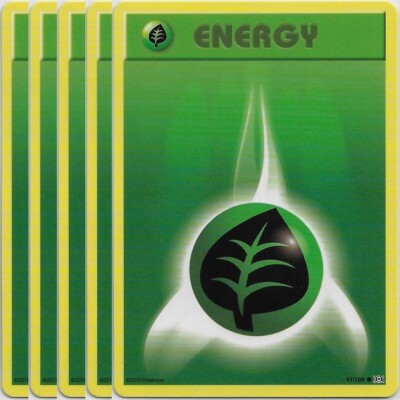 POKEMON XY Evolutions NM Com NON-holo Basic 91/108 GRASS ENERGY CARDS - Lot  of 5