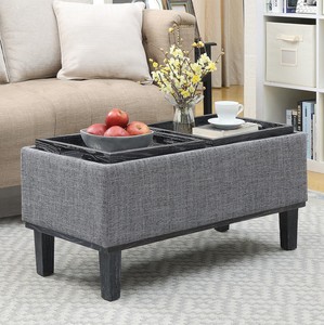 Rectangular Storage Ottoman Bench Seat Reversible Tray Top Coffee Snack Table Ebay