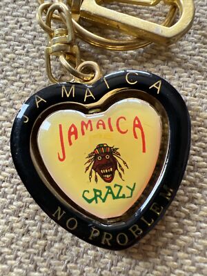 Vintage Keychain Jamaica Crazy No Problem Spinner