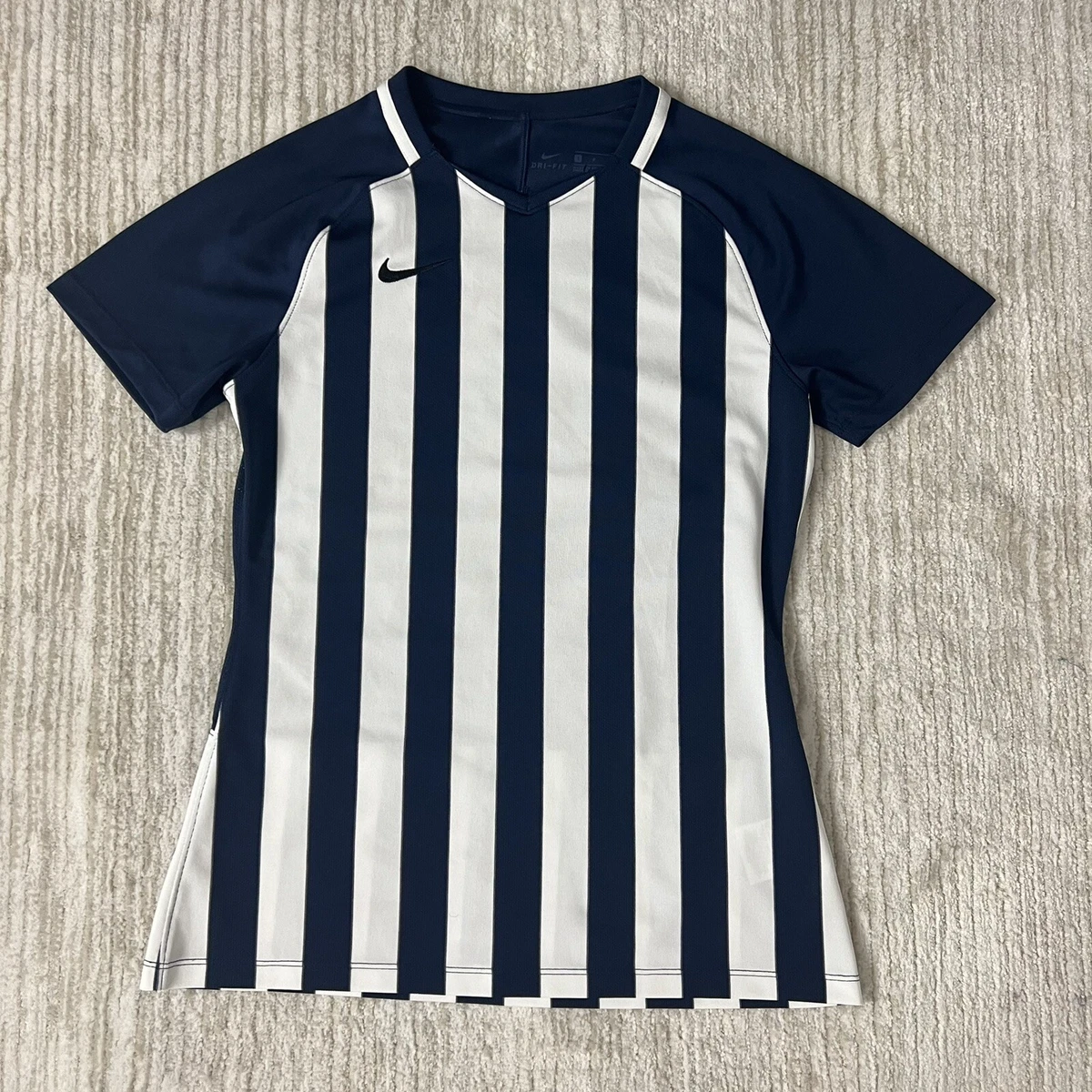 NIKE Women s Striped Division II Blue And White Jersey Soccer