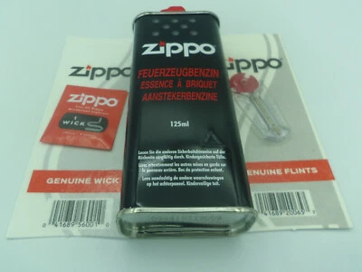 LOT ZIPPO - RECHARGE D'ESSENCE 125 ML POUR BRIQUET + 6 PIERRES + MECHE