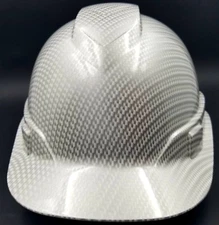  Hard Hat custom hydro dipped , OSHA approved WHITE METALLIC CARBON FIBER 