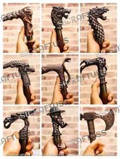 9 pcs Walking Stick Handle Wooden Victorian Foldable Cane Collectible Gift