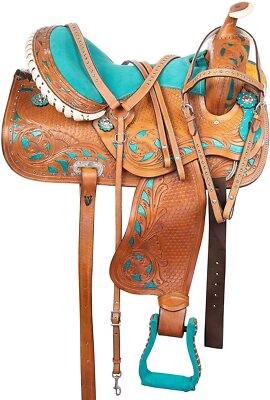 Premium Barrel Racing Rodeo Silver Show Racer Western Pferdesattel 14 bis 18 ...