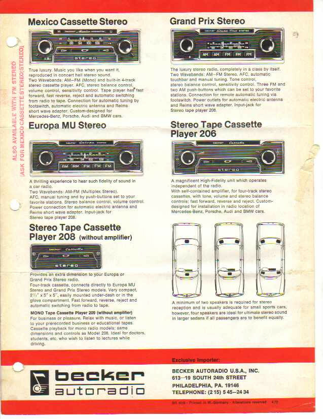 カーオーディオ Becker Europa Vintage Classic Car Radio SOLD to the United States: Becker EUROPA Vintage Original