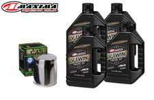 Maxima 20W50 Synthetic Blend Oil Change Kit Chrome Filter Harley Twin Cam 99-17