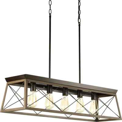PROGRESS LIGHTING 5-Light Antique Bronze Farmhouse Island Chandelier Light