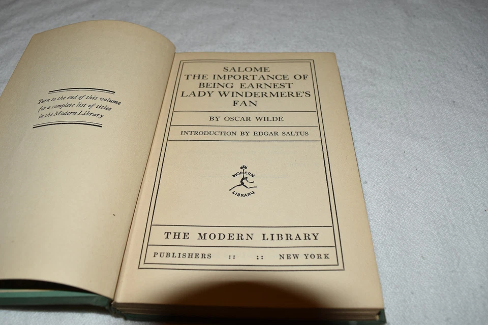 SALOME, LADY WINDERMERE'S FAN, BEING EARNEST Oscar Wilde HC 1920s Modern Library Foto 4 de 4