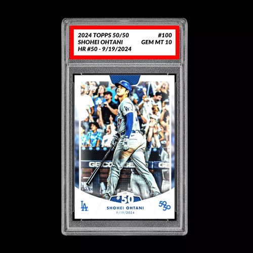 Graded 10 SHOHEI OHTANI HR #50 - 2024 Topps 50/50 Card #100 Dodgers MLB History