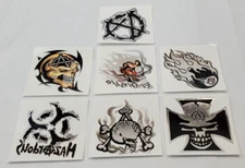 Vending Machine Tattoo Sticker Set Anarchy Chrome Skull Tribal Comic Decal
