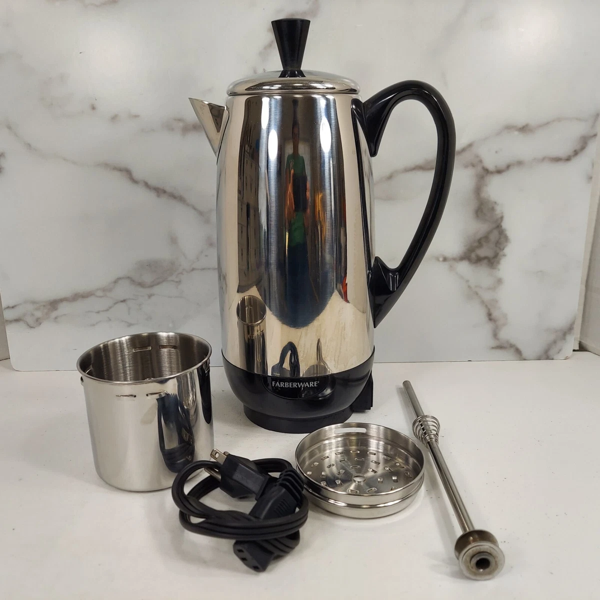 Vintage Farberware 12 Cup Electric Percolator Coffee Pot Stainless