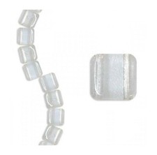 30 Crystal Clear Czech Glass Two 2 Hole 6mm Flat Square Tile Spacer Strand Beads