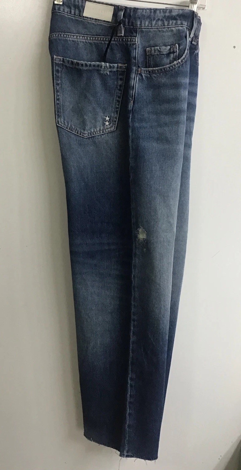 Icon Denim Jeans Bea Daddy Deep Blue Straight Leg Raw Hem New Size 23 image 10