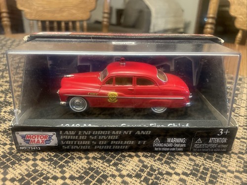 Motor Max 1949 Mercury Coupe Fire Chief Car Red 1/43 Die Cast Collectable New - Picture 1 of 6