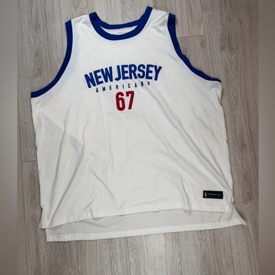 Reebok Hardwood Classics New Jersey Americans 67 ABA Jersey Mens 3XL White Blue